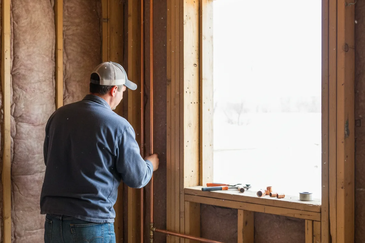 Licensed plumber running new copper supply lines in a Schwenksville home