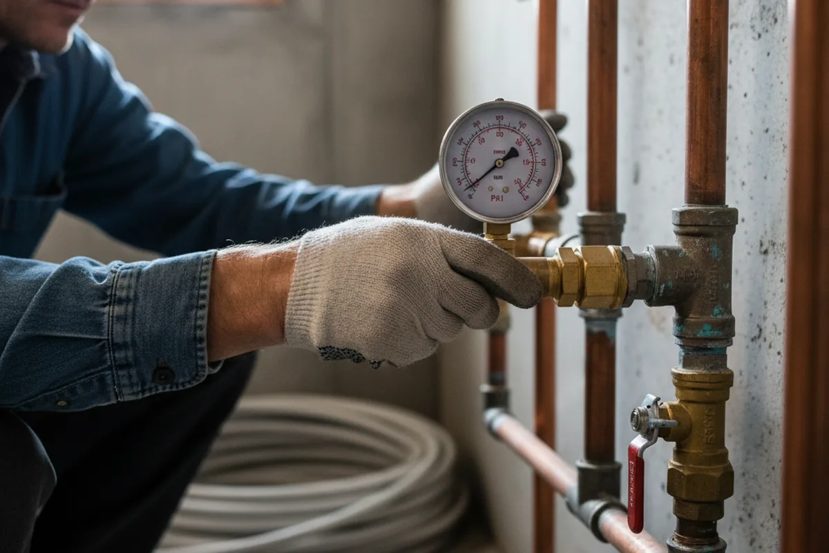 Pressure testing a repaired line during Water Line Repair in Schwenksville